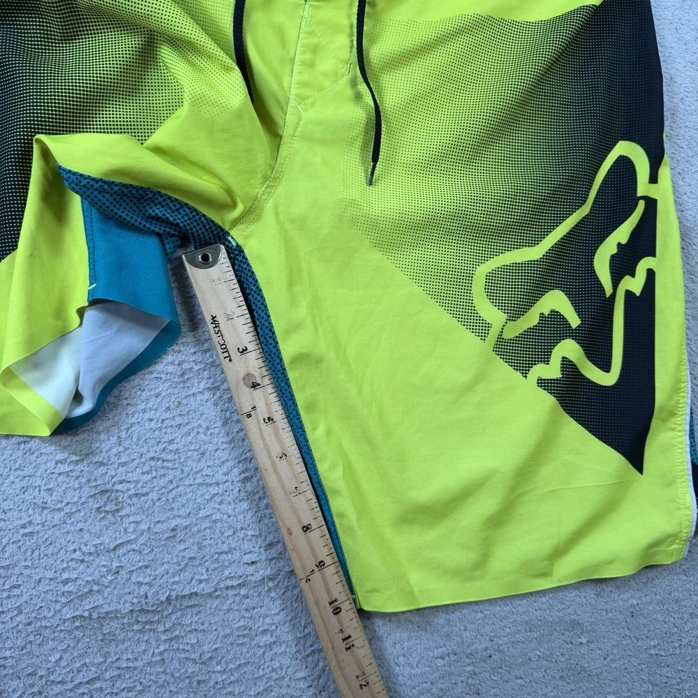 Fox Racing Board Shorts Men 36 Yellow Performance Stretch Drawstring Hybrid Swim